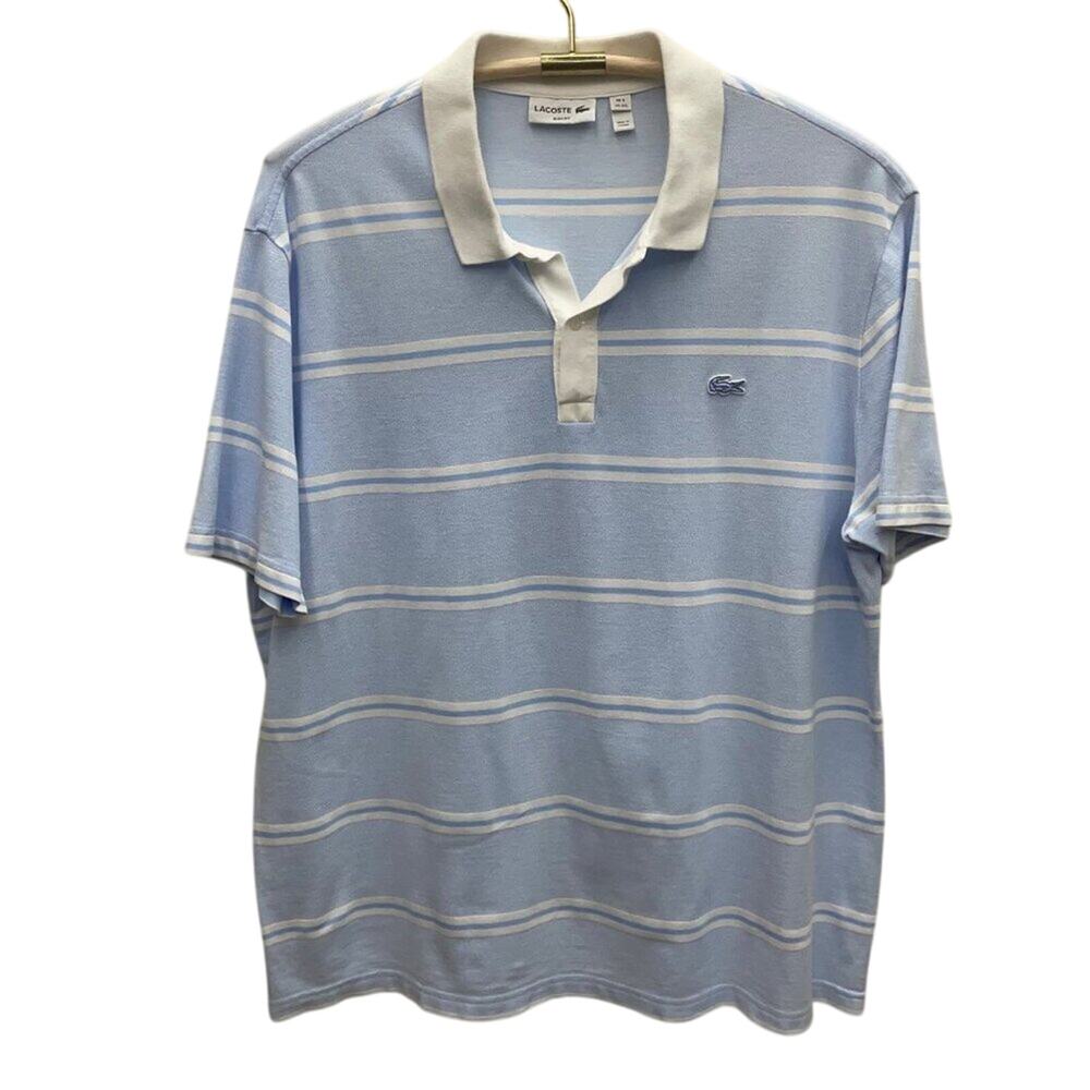 Lacoste Men’s Blue And White Stripe Polo Size 4XL
